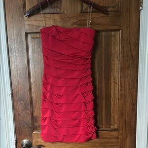 Windsor Red Strapless Asymmetrical Bodycon Dress